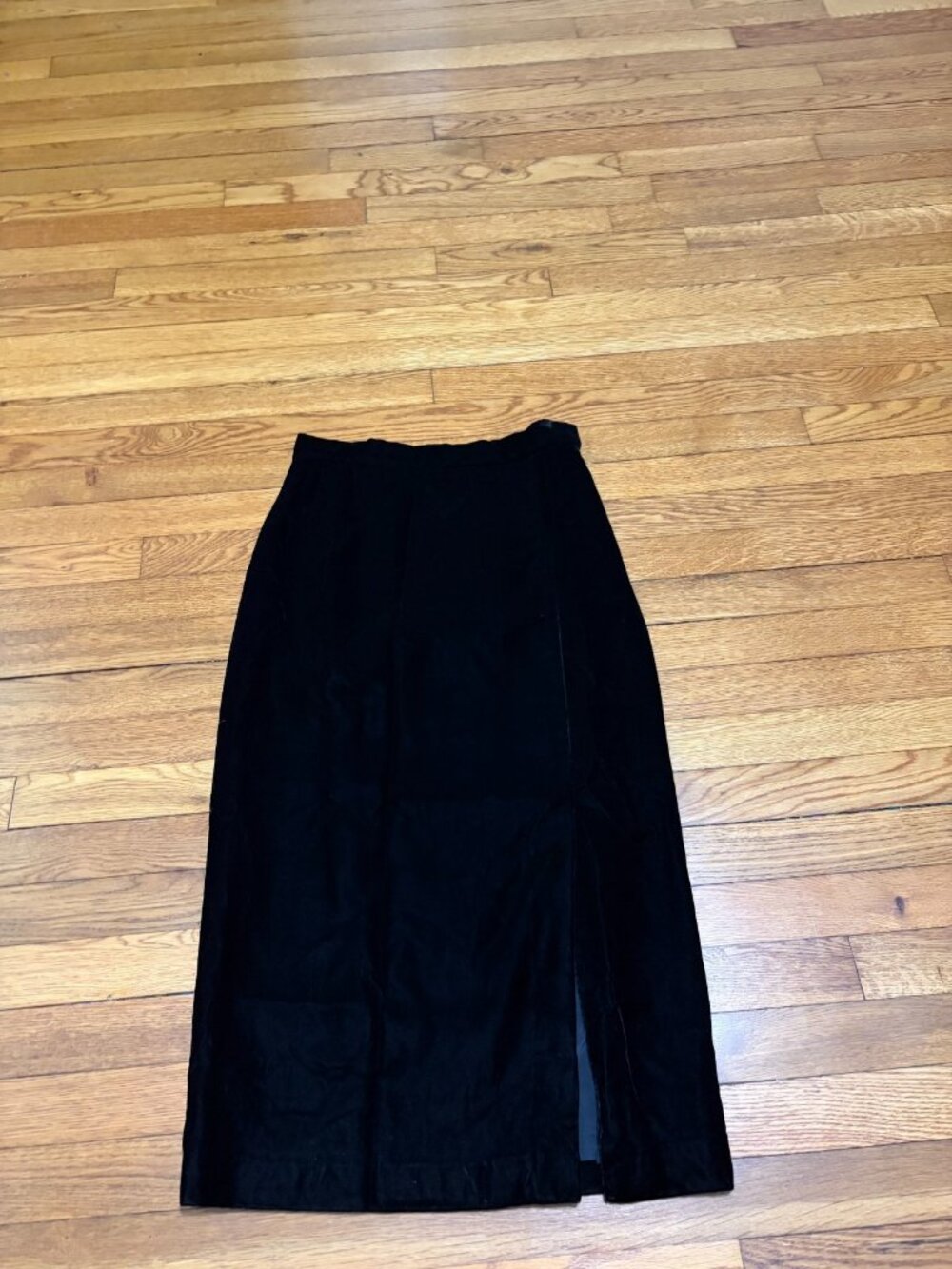Vintage Talbots Womens Black Velvet Maxi Skirt Size 8 Lined Slit Made in USA